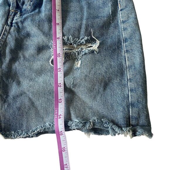 & Denim Distressed Button Up Mini Skirt Sz 4 - Picture 6 of 8